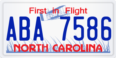 NC license plate ABA7586