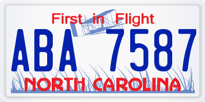 NC license plate ABA7587