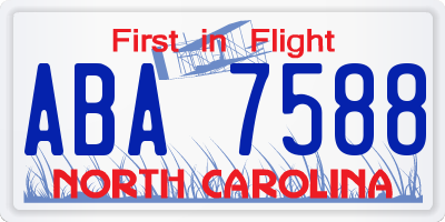 NC license plate ABA7588