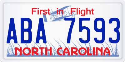 NC license plate ABA7593