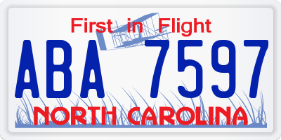 NC license plate ABA7597
