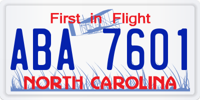 NC license plate ABA7601