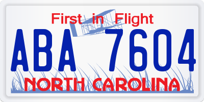 NC license plate ABA7604