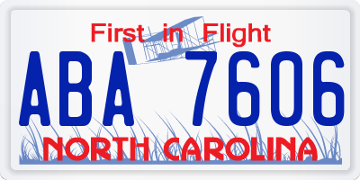 NC license plate ABA7606