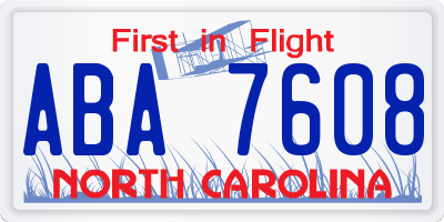 NC license plate ABA7608