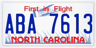 NC license plate ABA7613