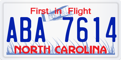 NC license plate ABA7614