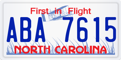 NC license plate ABA7615