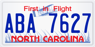 NC license plate ABA7627