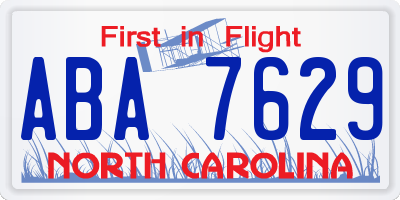 NC license plate ABA7629