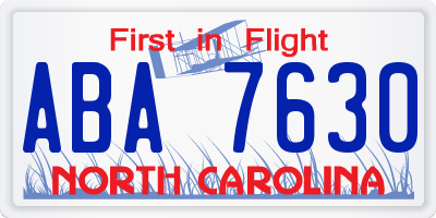 NC license plate ABA7630