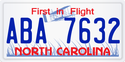 NC license plate ABA7632