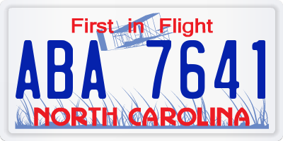 NC license plate ABA7641