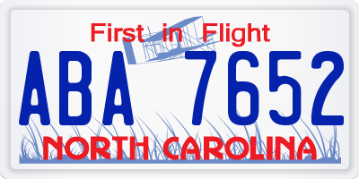 NC license plate ABA7652