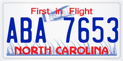 NC license plate ABA7653