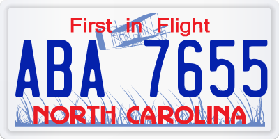 NC license plate ABA7655