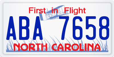 NC license plate ABA7658