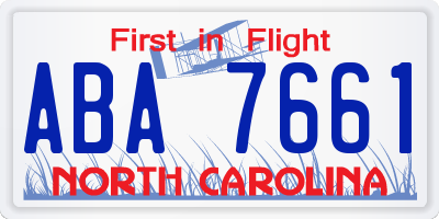 NC license plate ABA7661