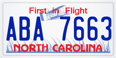 NC license plate ABA7663