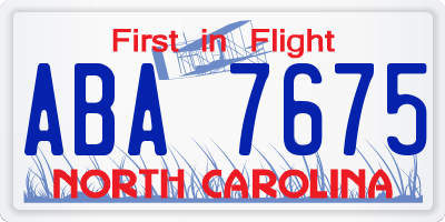 NC license plate ABA7675