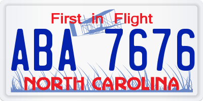 NC license plate ABA7676