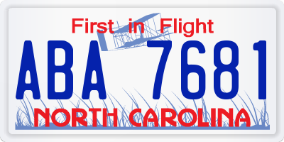 NC license plate ABA7681