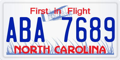 NC license plate ABA7689