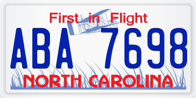 NC license plate ABA7698