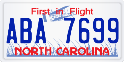 NC license plate ABA7699