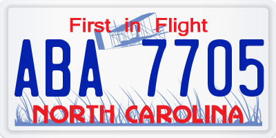 NC license plate ABA7705