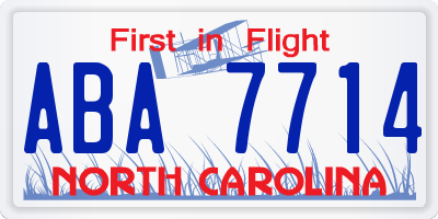 NC license plate ABA7714