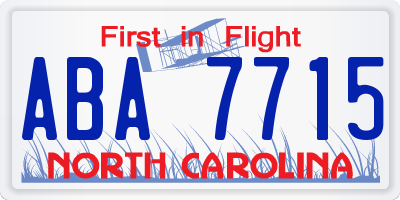 NC license plate ABA7715