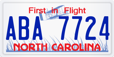 NC license plate ABA7724