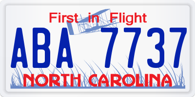 NC license plate ABA7737