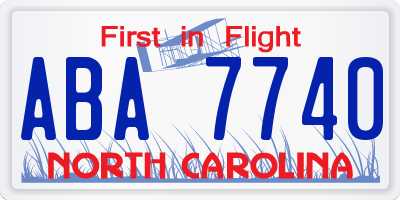 NC license plate ABA7740
