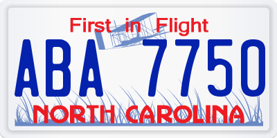 NC license plate ABA7750