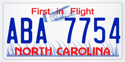 NC license plate ABA7754