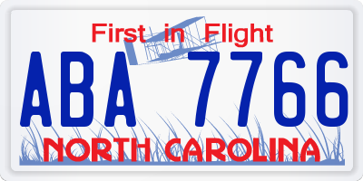 NC license plate ABA7766