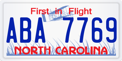 NC license plate ABA7769