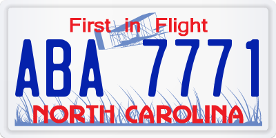 NC license plate ABA7771