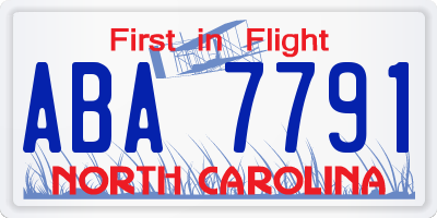 NC license plate ABA7791