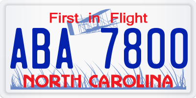 NC license plate ABA7800
