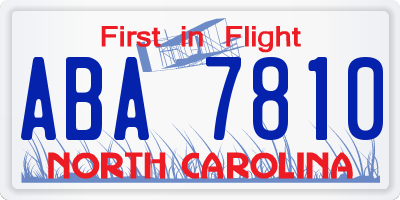 NC license plate ABA7810