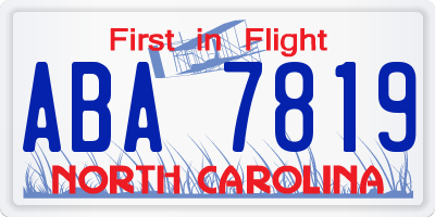 NC license plate ABA7819