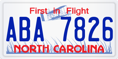 NC license plate ABA7826
