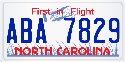 NC license plate ABA7829