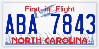 NC license plate ABA7843