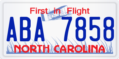 NC license plate ABA7858