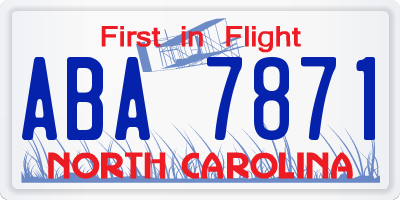 NC license plate ABA7871