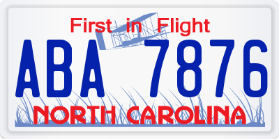 NC license plate ABA7876